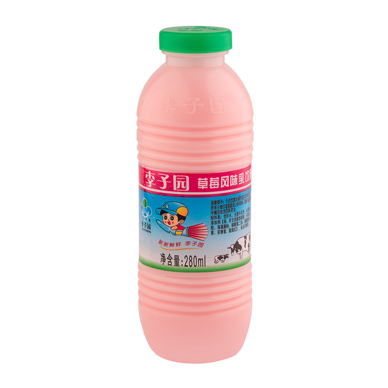 草莓风味乳饮料，单瓶净含量280ml